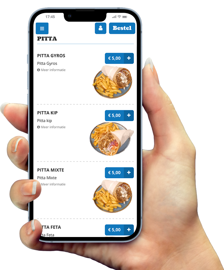 Voorbeeld van onze app op smartphone